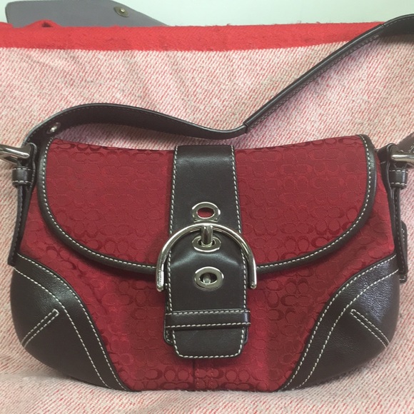 Coach purse: Red /Brown  W/silver accent D06W-6818 - Picture 1 of 8